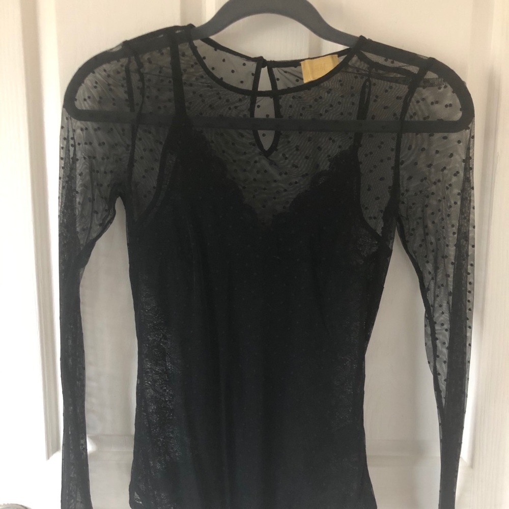 H&M Black Russian polka dot long sleeve bodysuit 4